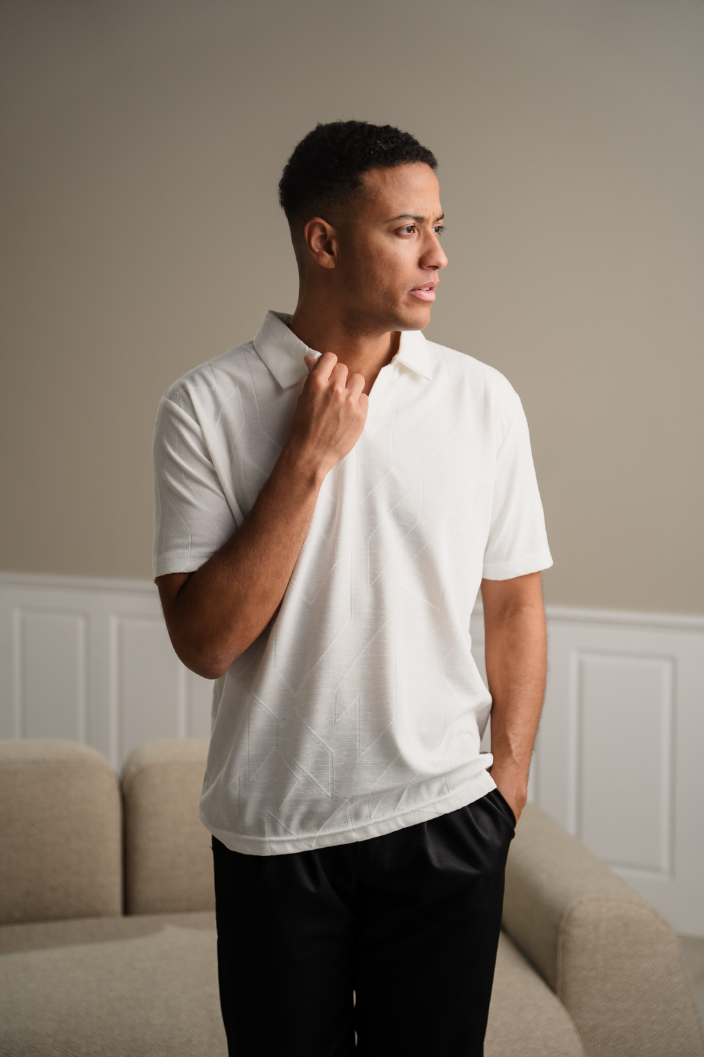 Atlas Textured Polo - White