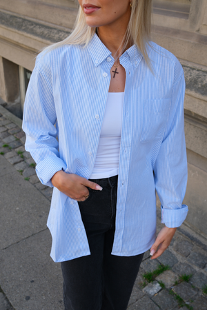 Boyfriend Oxford Shirt - Azul claro/blanco