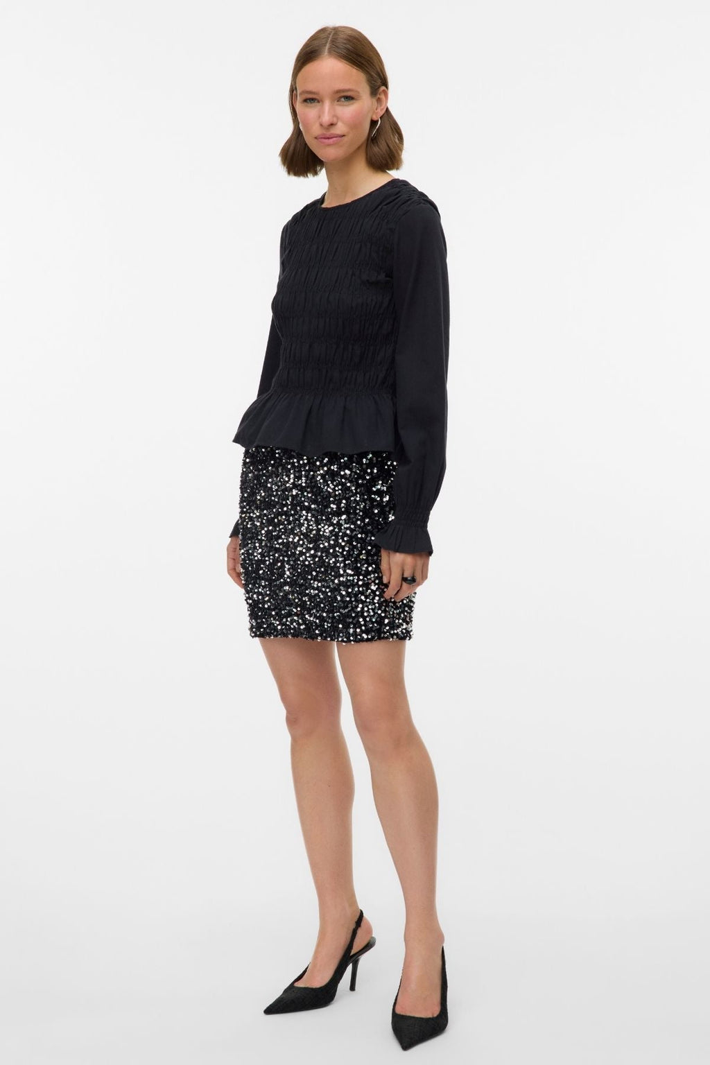 Falda corta de Bella - Plata negra