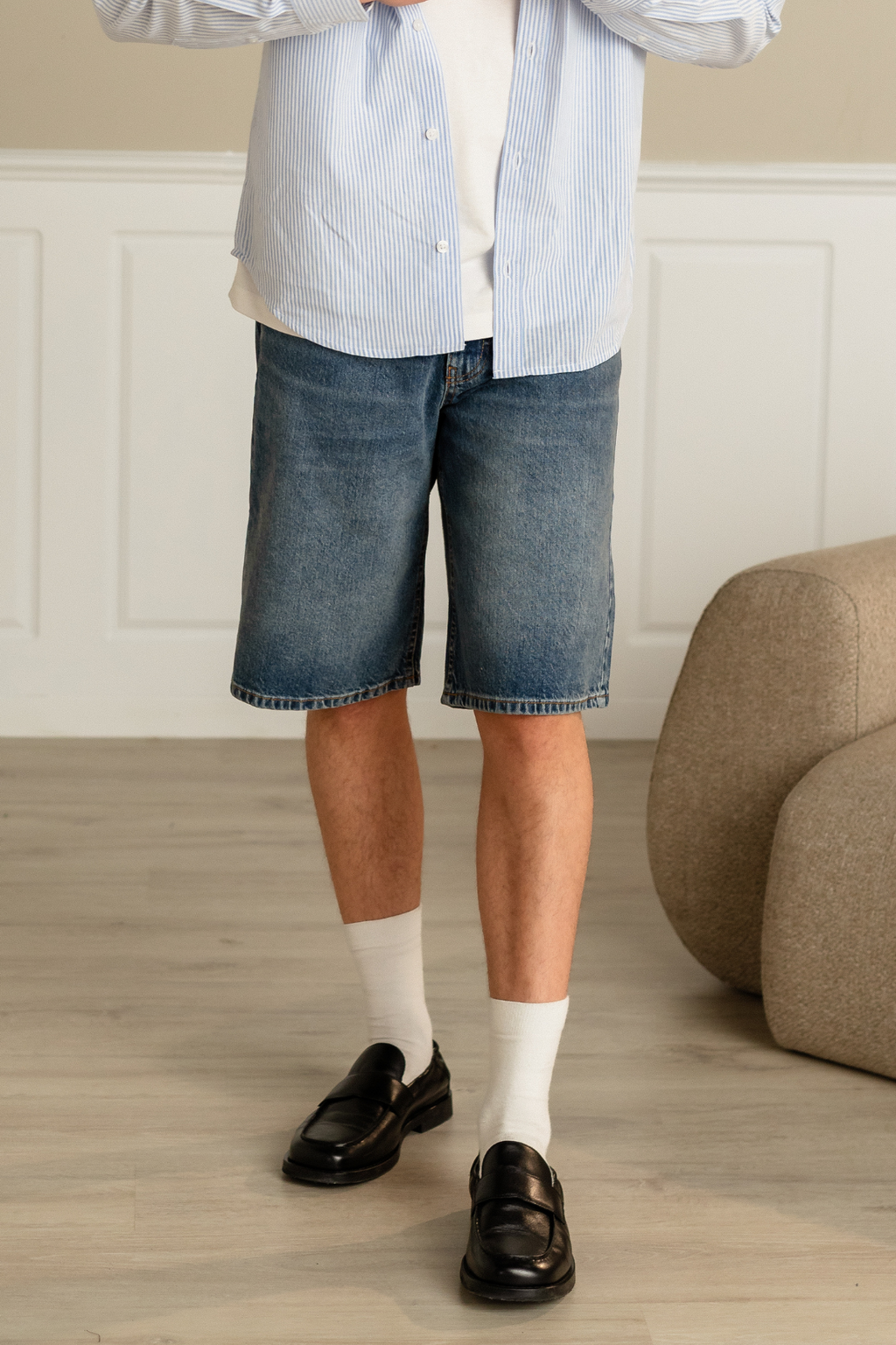 Dril Shorts Suelto - azul