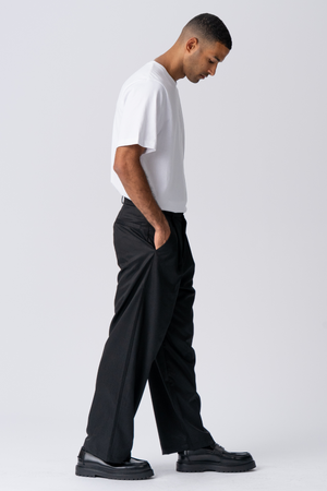 Traje ancho plisado Pants - Negro