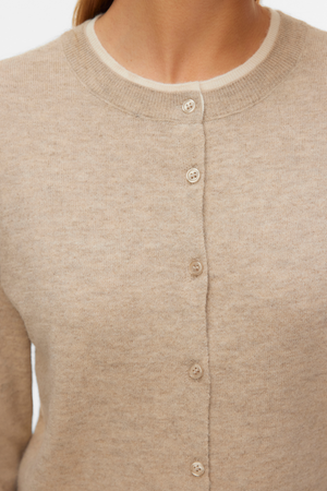 Maravilloso cárdigan con cuello redondo - Silver Mink Melange w. Abedul