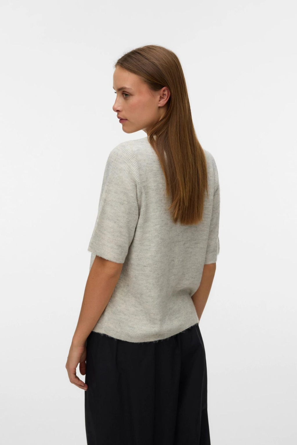 Cárdigan de perlas Lefile 2/4 con cuello redondo - Melange gris claro