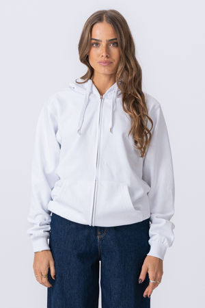 Basic Sudadera con capucha zip - blanca