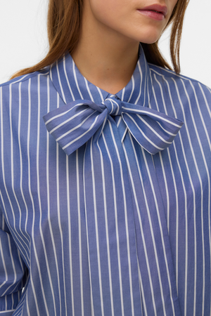 Camisa con lazo Islunn - Denim oscuro Blanco nieve