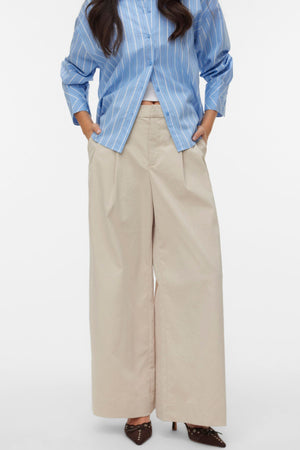 Pantalón ancho arrugado Meng MidWaist - Cemento