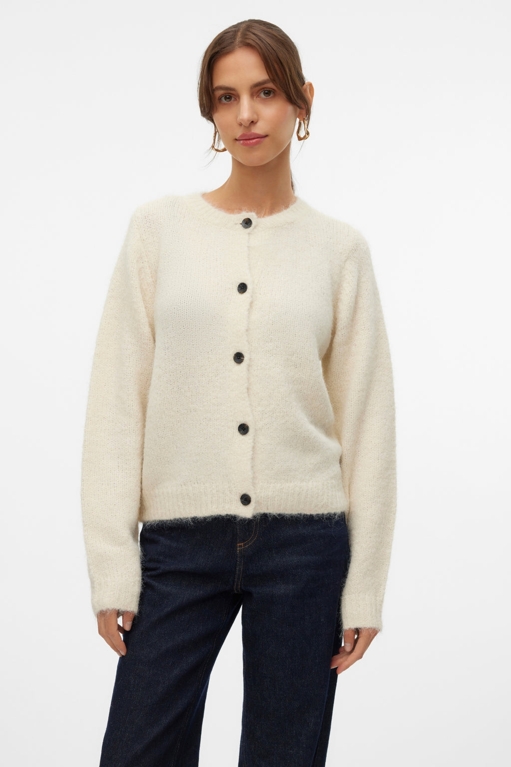 Novah O-Neck Button Cardi - Birch