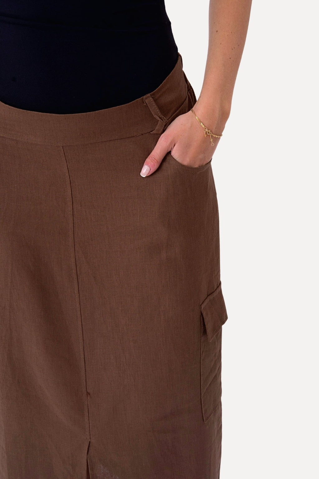 Linen Skirt - Brown