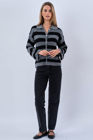 Josie Polo Knit - Gris/Negro