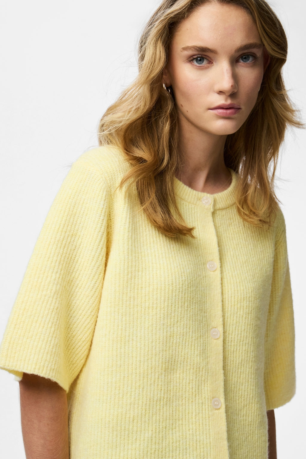 Cárdigan de punto con cuello redondo Silly - Pale Banana Melange