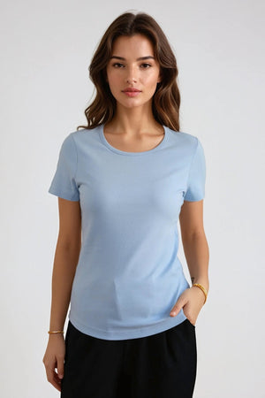 Basic Camiseta apretada - azul claro