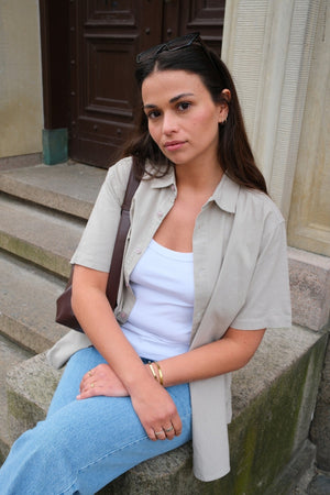 Camisa de lino de manga corta - arena