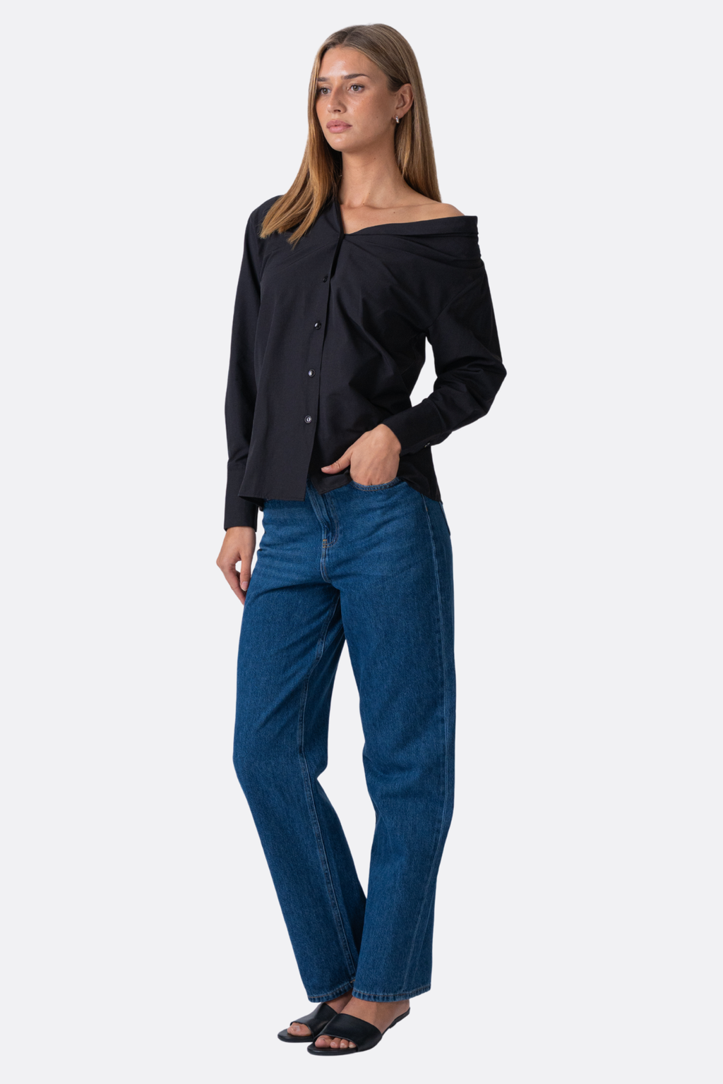 Serena Oversized Camisa - Negro