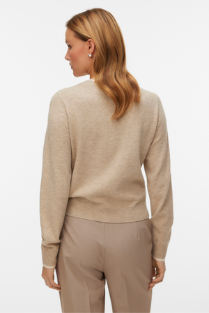 Maravilloso cárdigan con cuello redondo - Silver Mink Melange w. Abedul