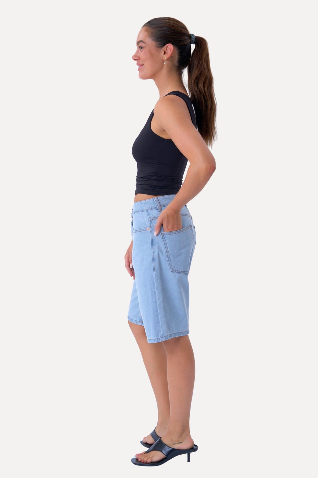 mezclilla Shorts - Azul claro
