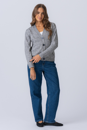 Cárdigan tejido - Melange gris claro