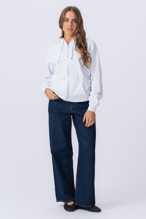 Basic Zip Hoodie - White