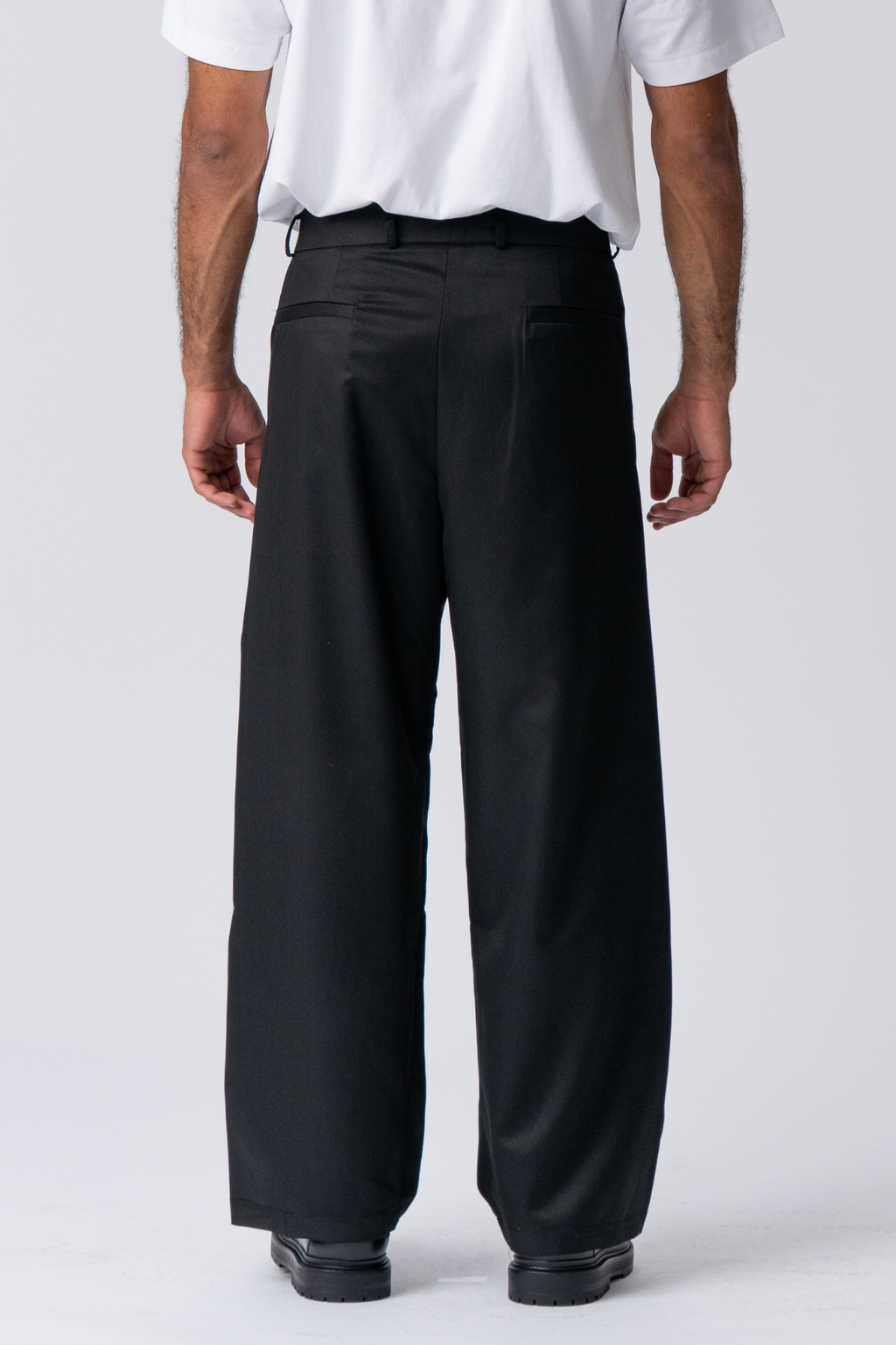 Traje ancho plisado Pants - Negro