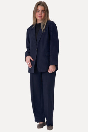 Oversized Blazer - Navy Pinstripe