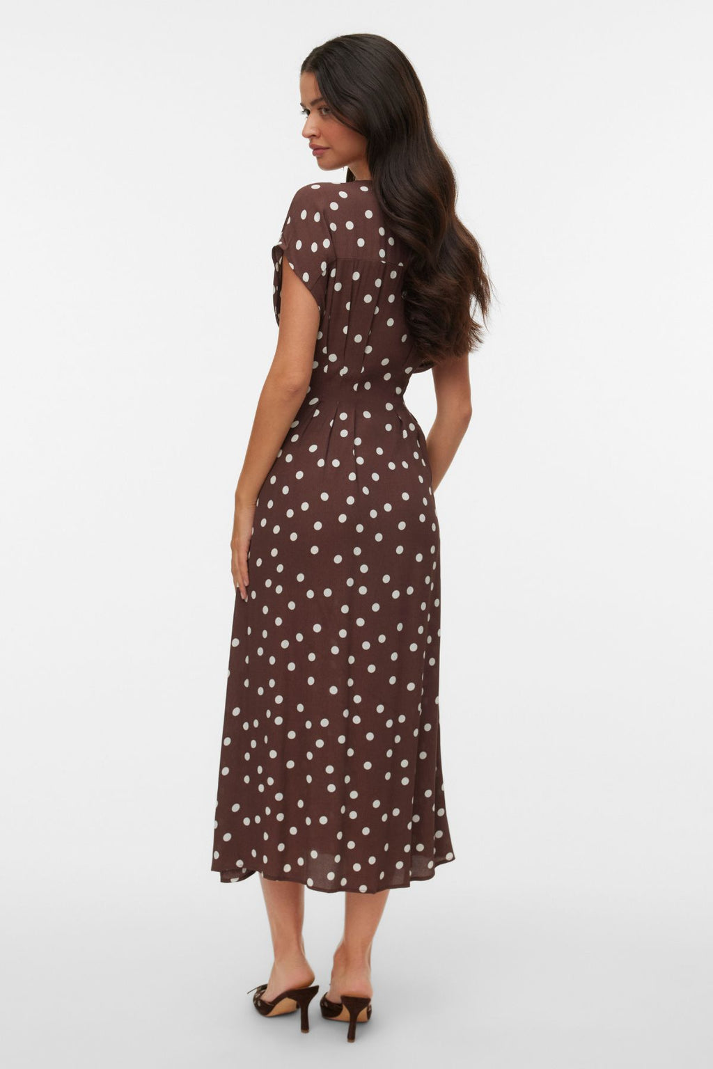 Elisa Pleat Shirt Dress - Chocolate Martini - Snow White Dot