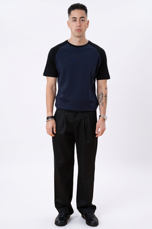 Camiseta básica de Raglan-Navy Black