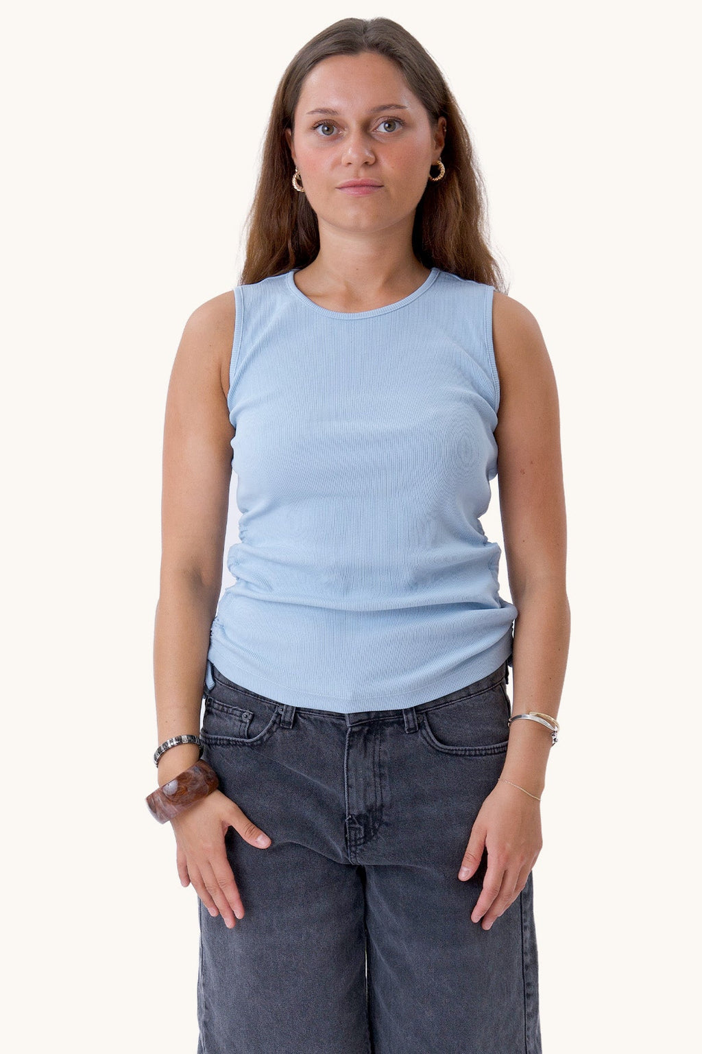 Top Kennedy con cuello redondo - Azul Cachemira