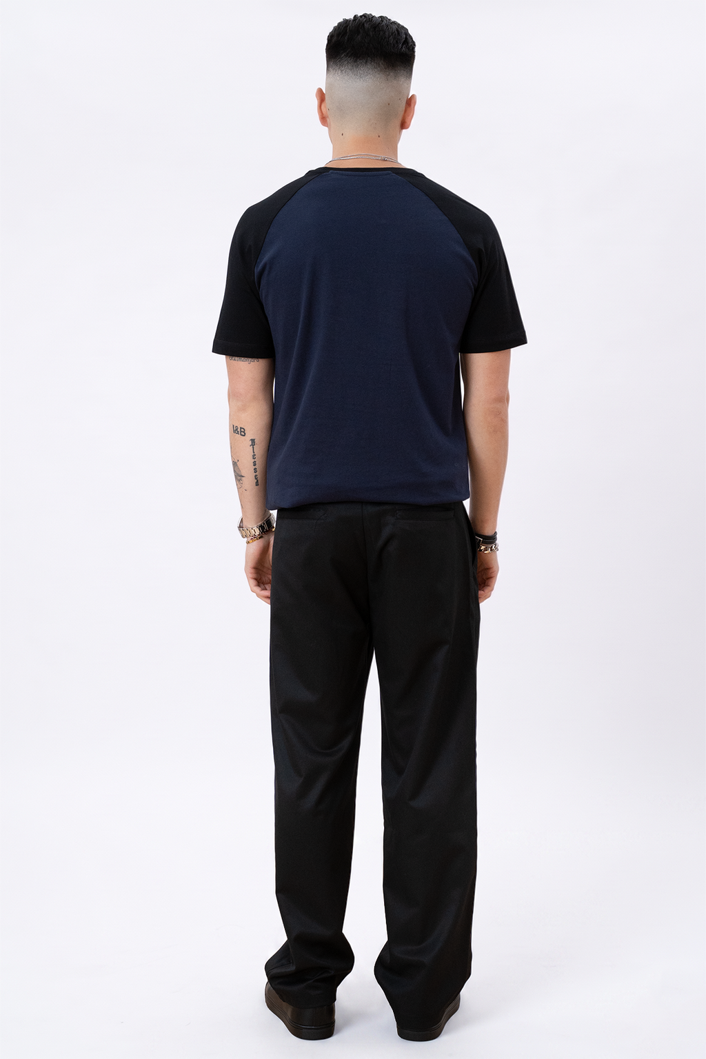 Camiseta básica de Raglan-Navy Black