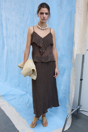 Falda midi Danira - Negro pizarra