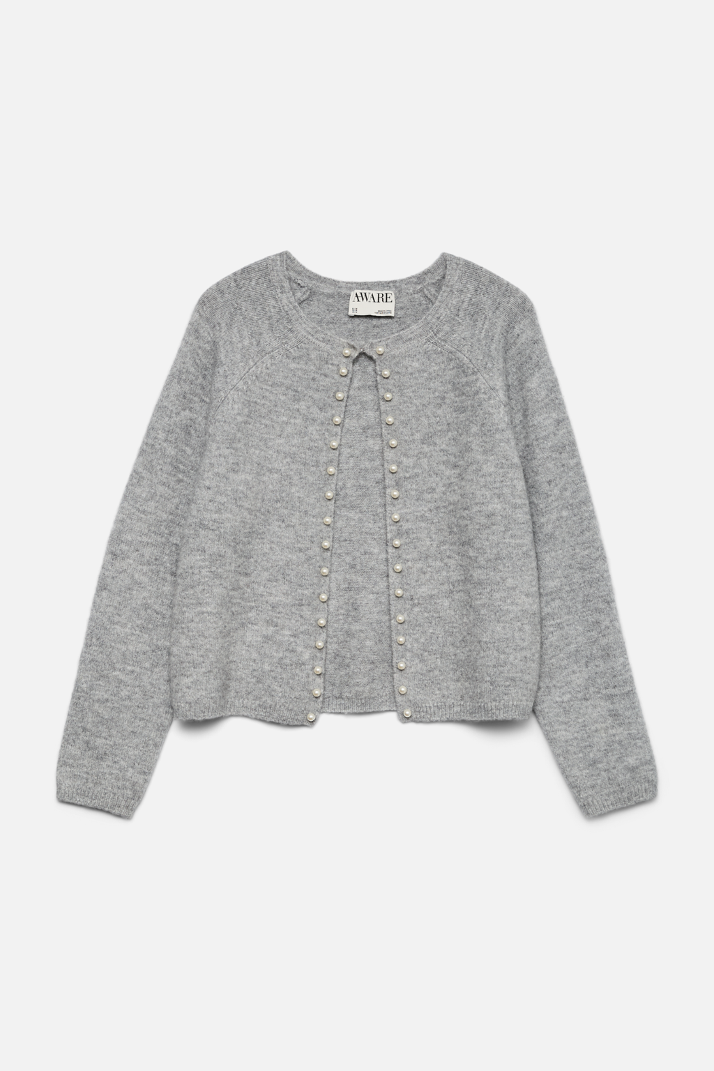 Cárdigan de perla de cuello O Magalene - Melange de gris medio