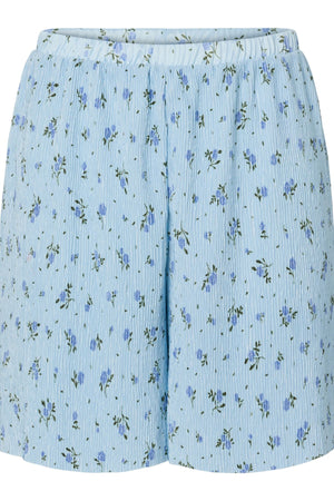 Flora de cintura alta Shorts - Cachemira Azul-Flores Azules