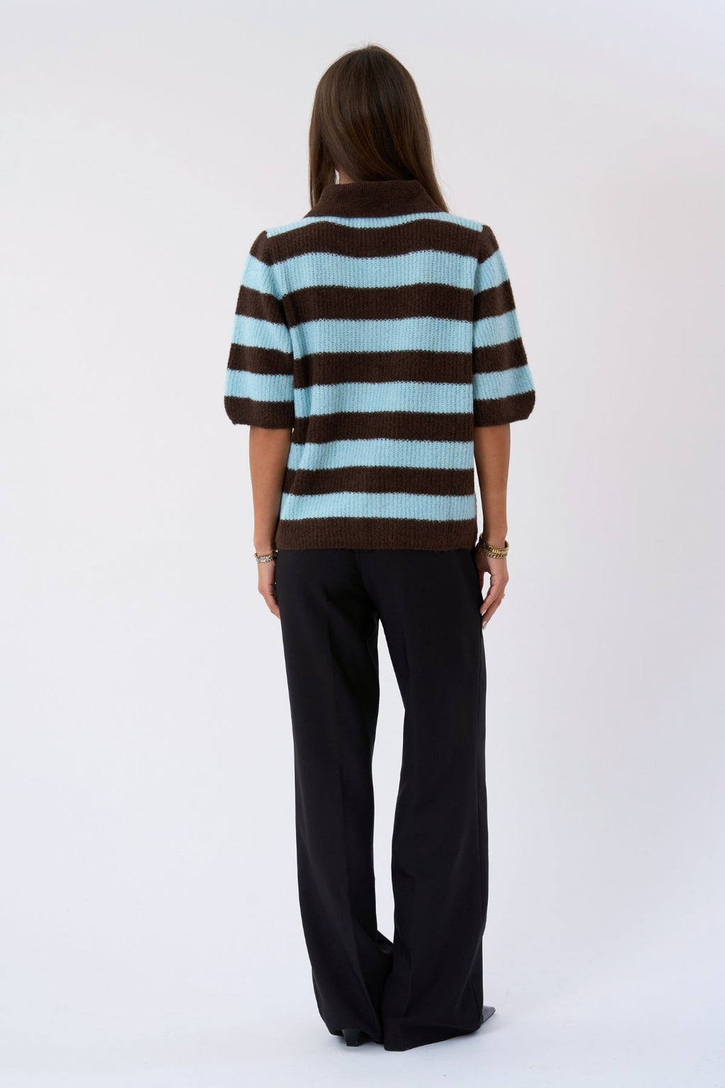 Alba Polo Knit - Chocolate/Azul claro