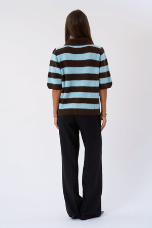 Alba Polo Knit - Chocolate/Azul claro