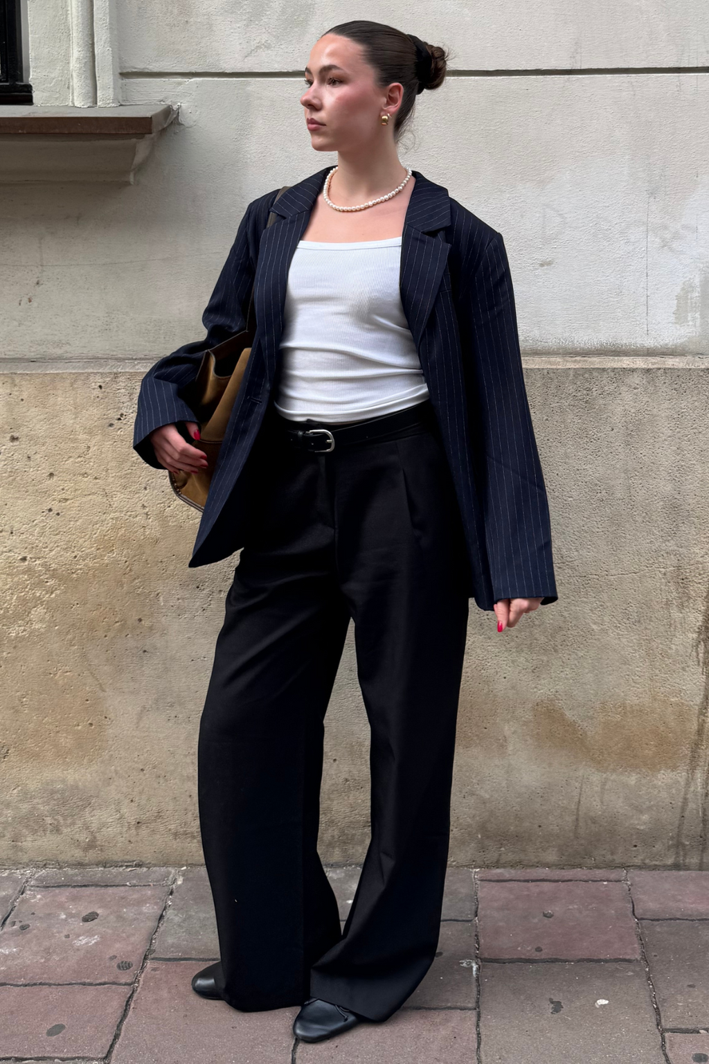 Blazer de gran tamaño - rayas azul marino