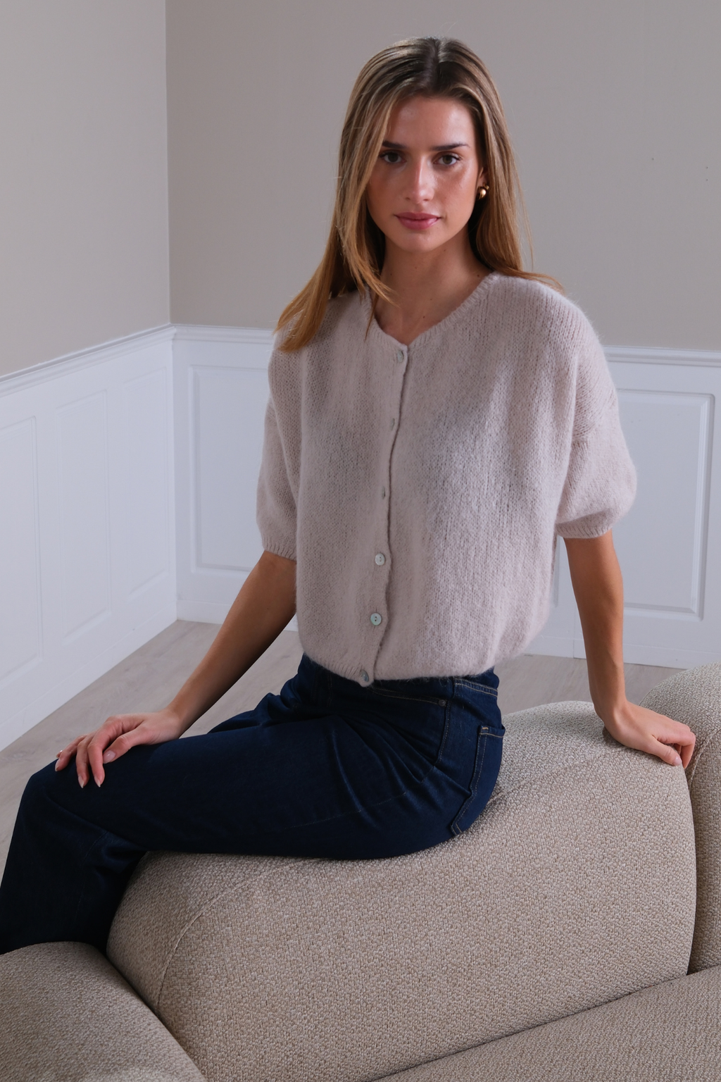 Punto Mary de manga corta - Beige