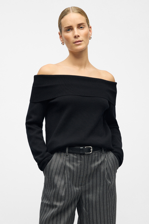 Reynard Off Shoulder Knit - Negro
