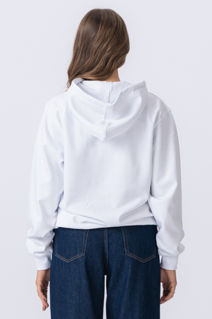 Basic Sudadera con capucha zip - blanca