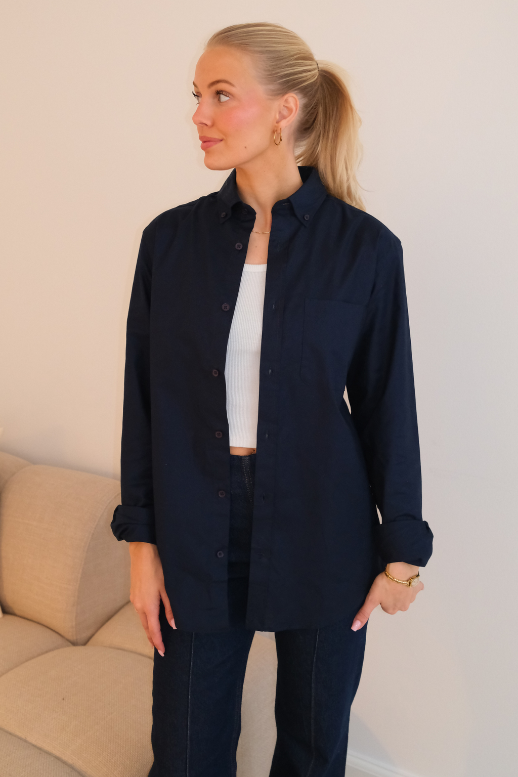 Boyfriend Oxford Shirt - Navy