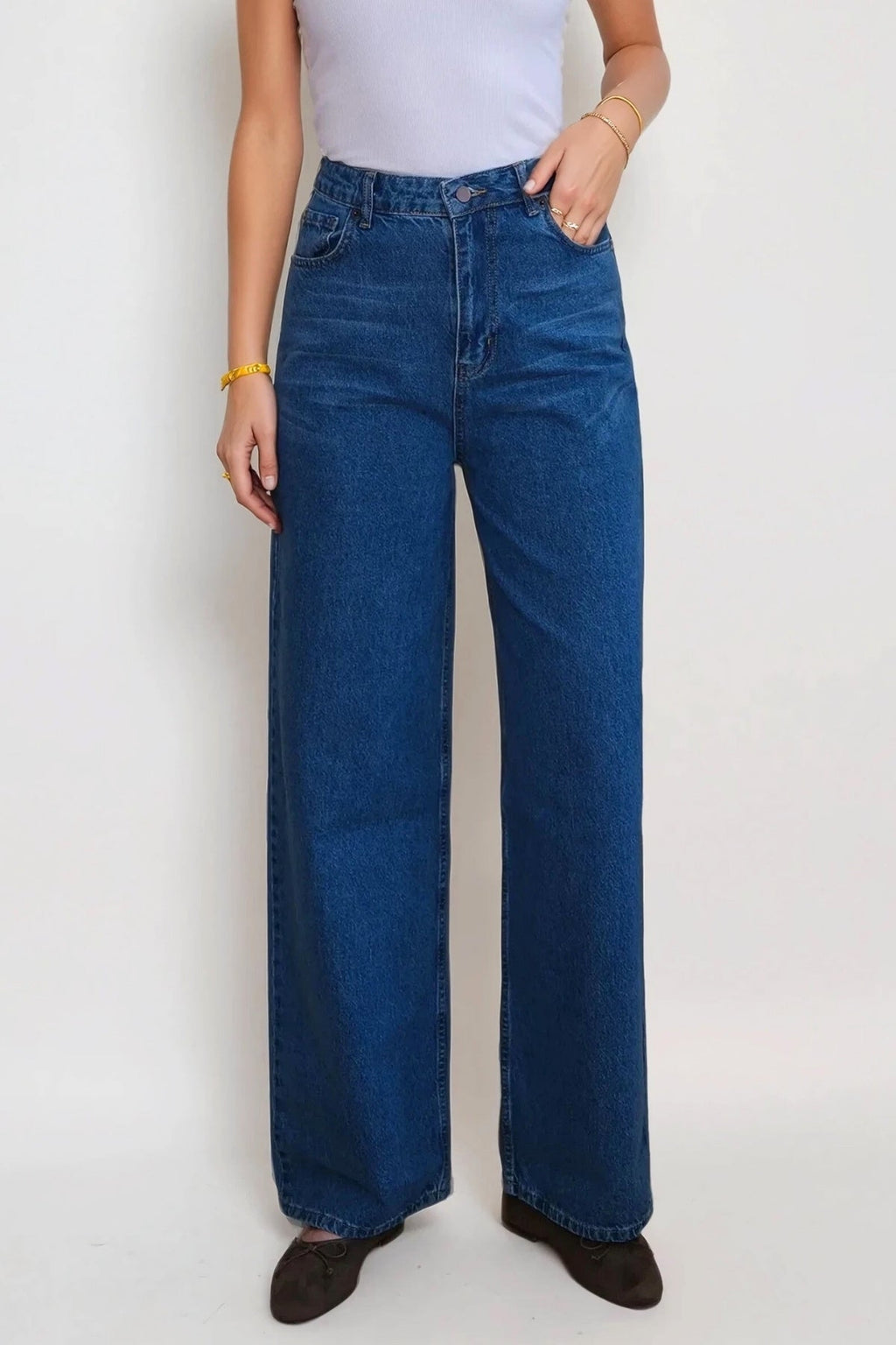 Jeans anchos de Nora - mezclilla azul claro