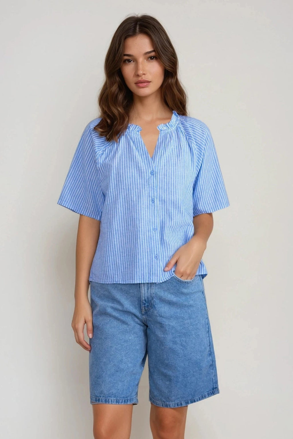 Top Linn Frill - Marina White