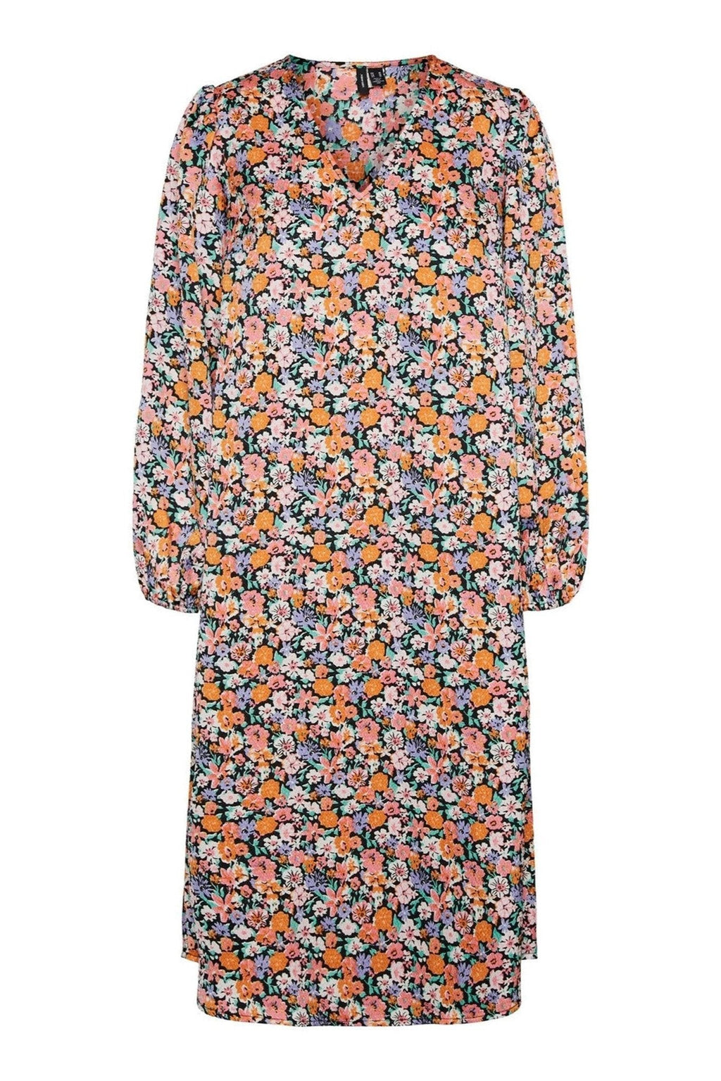 Vestido midi floral allys - negro