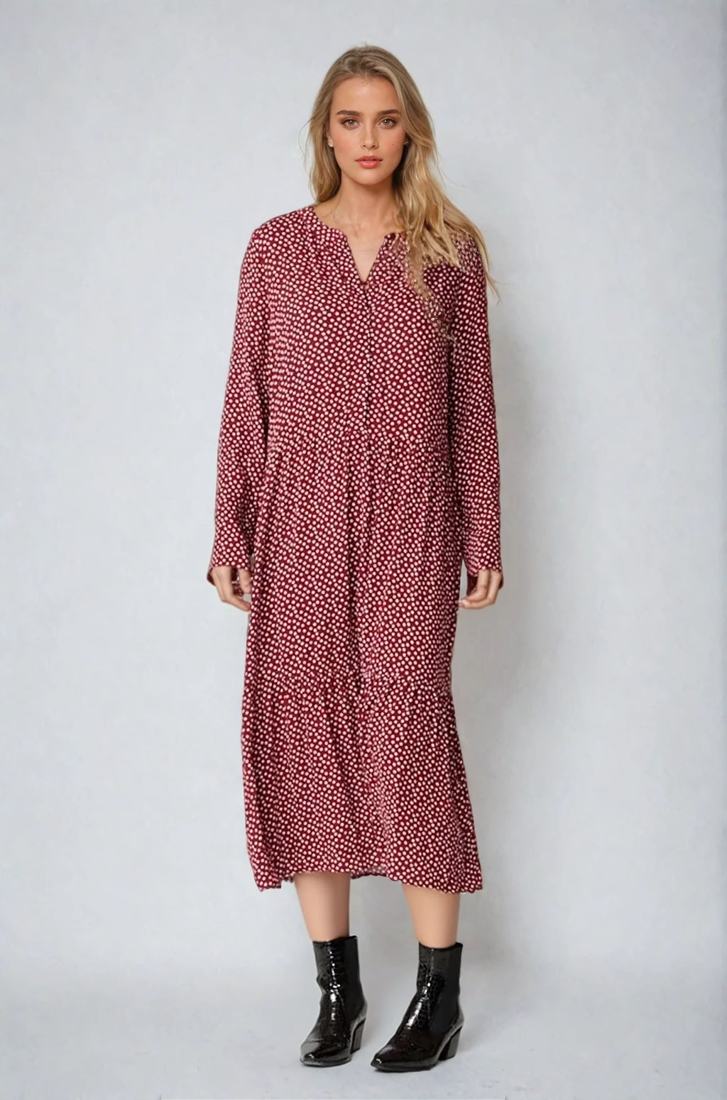 Vestido de manga larga de Anna - tomate seco