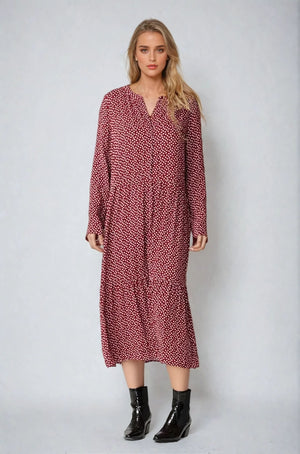 Vestido de manga larga de Anna - tomate seco