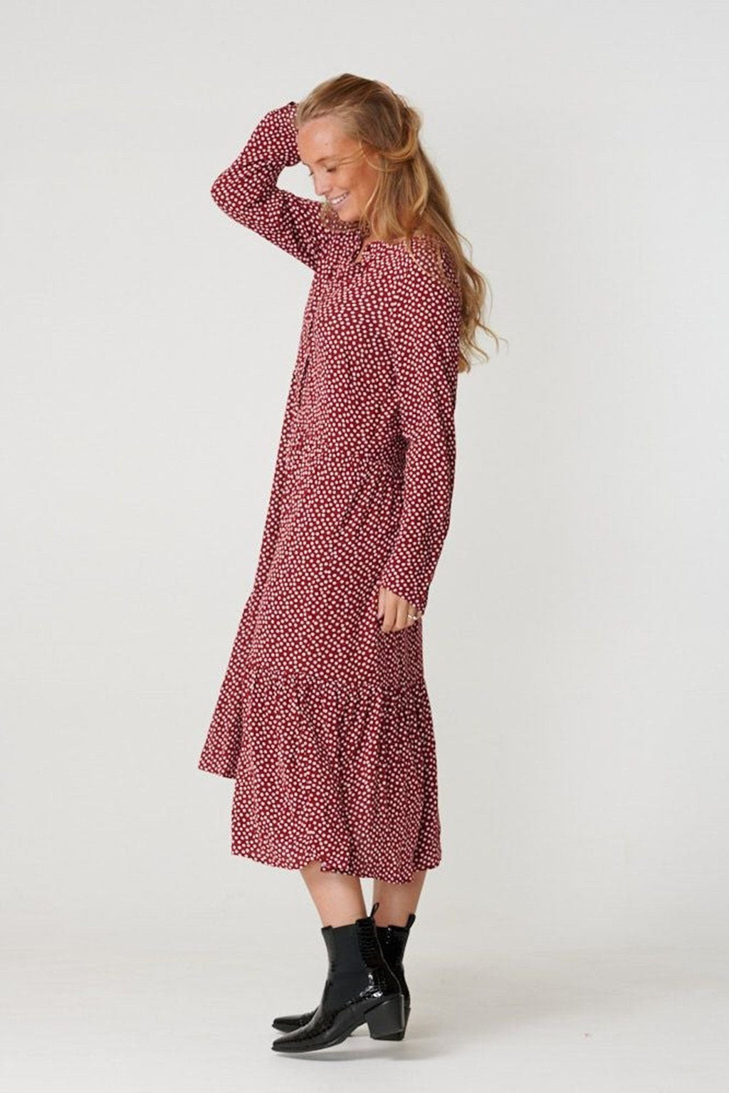 Vestido de manga larga de Anna - tomate seco