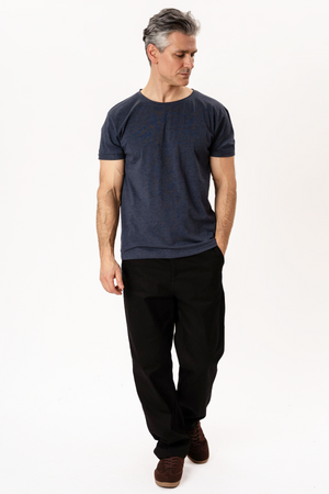 Camiseta con cuello profundo - Azul Jaspeado
