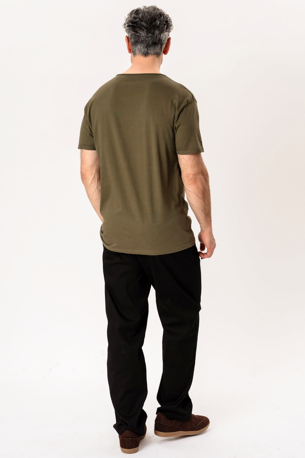 Deep Neck T-shirt - Olive Green
