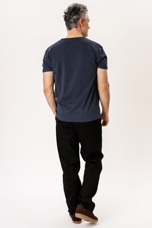 Camiseta con cuello profundo - Azul Jaspeado