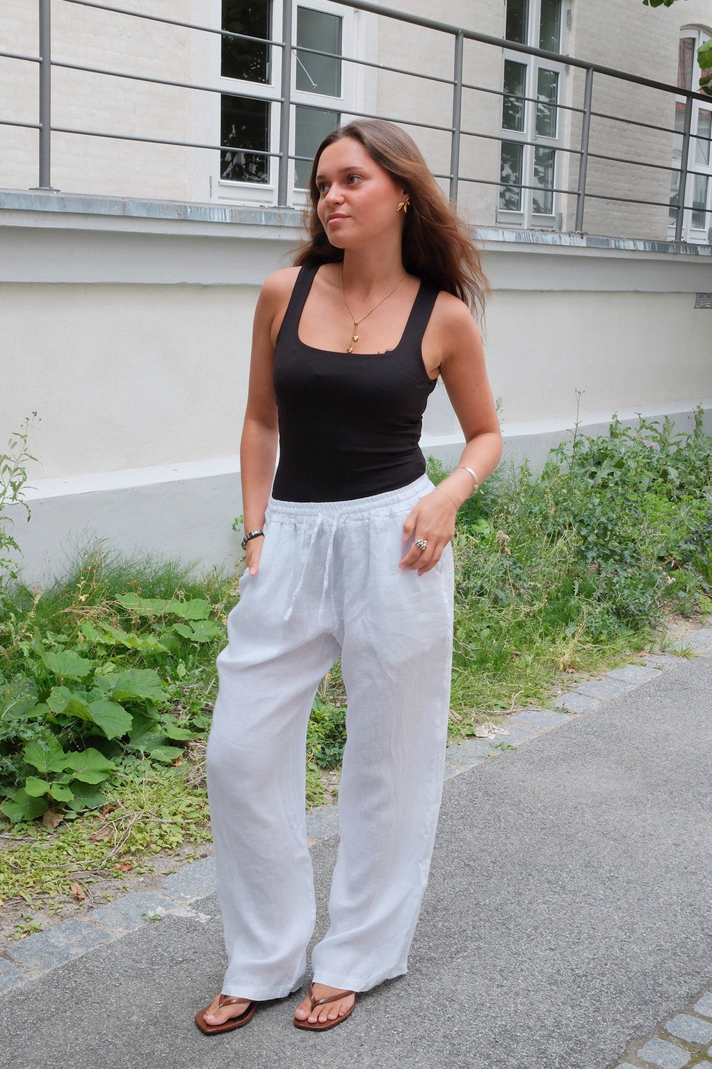 Astrid Lino Pants - Blanco