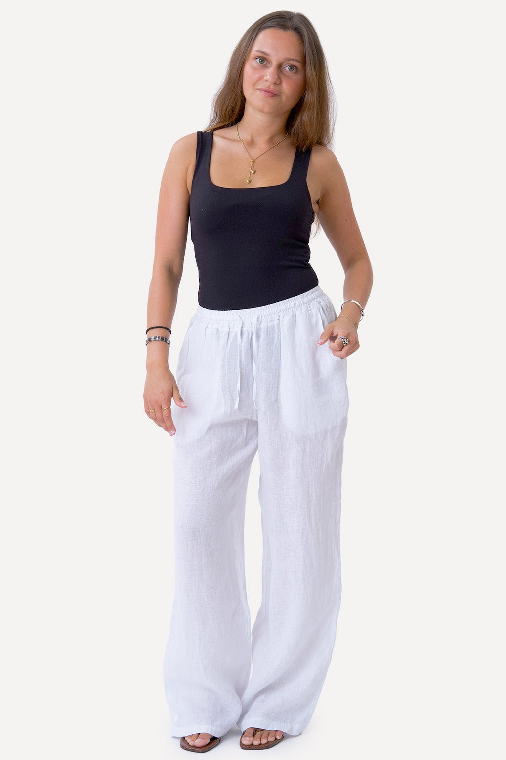 Astrid Lino Pants - Blanco