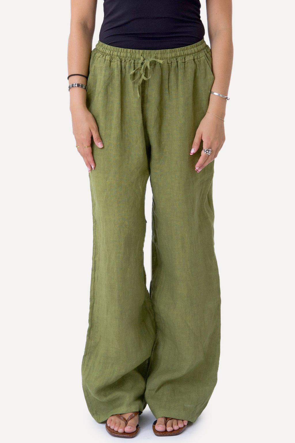 Astrid Lino Pants - Oliva