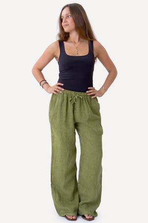 Astrid Lino Pants - Oliva
